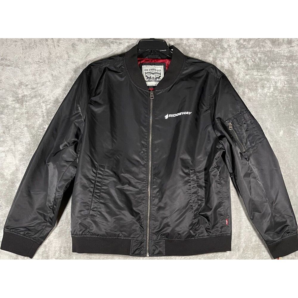 Levis Jacket Mens‎ Large Black Bomber Windbreaker Rain Coat Biker Motorcycle Top